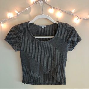 Charlotte Russe | Grey Striped Hi-Lo Crop Top